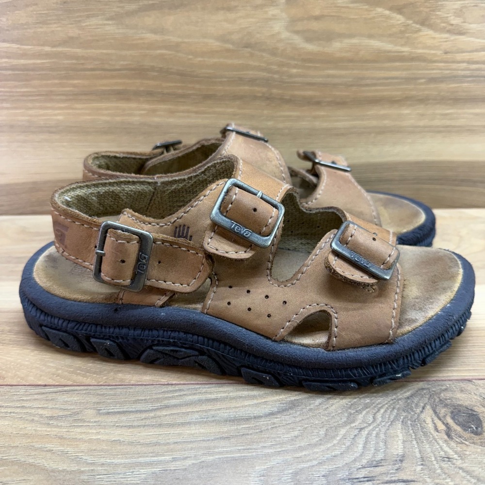 TEVA Vintage Y2K Sandals Womens 7 Tan Leather Chunky Platform Slingback Hiking